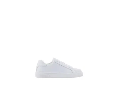 Armani Exchange Lace-up Sneakers With Minimalist Design In Cowhide Leather In White