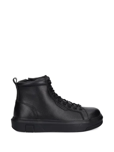 Armani Exchange Lace-up Zip-fastening Sneakers In Black