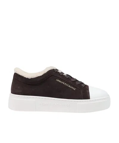 Armani Exchange Lace-up Sneakers In Brown