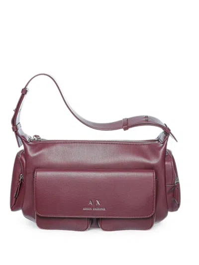 Armani Exchange Large Logo-plaque Multi-pocket Shoulder Bag In Animal Print