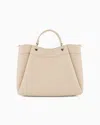Armani Exchange Large Shaped Shopper Bag With Double Handles In Bianco