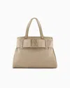 Armani Exchange Large Shoulder Bag With Asv Logo Detail In Neutral