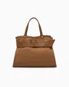Armani Exchange Large Shoulder Bag With Asv Logo Detail In Brown