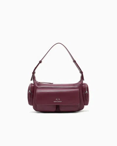 Armani Exchange Large Shoulder Bag With Side Pockets In Burgundy