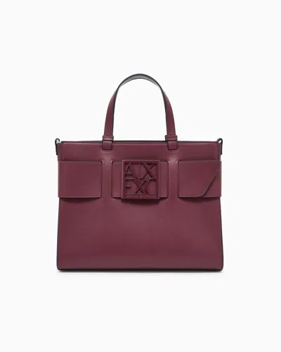 Armani Exchange Large Tote Bag With Double Handles And Shoulder Strap