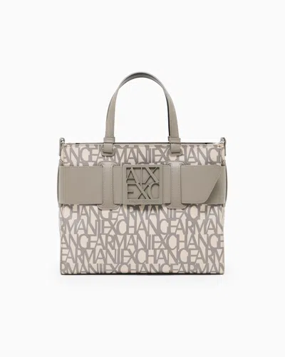 Armani Exchange Large Tote Bag With Double Handles And Shoulder Strap