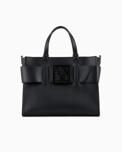 ARMANI EXCHANGE LARGE TOTE BAG WITH DOUBLE HANDLES AND SHOULDER STRAP