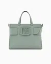 Armani Exchange Large Tote Bag With Double Handles And Shoulder Strap In Green