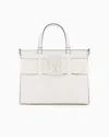 Armani Exchange Large Tote Bag With Double Handles And Shoulder Strap In White