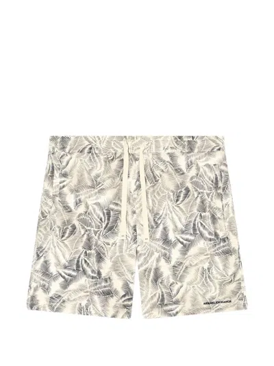 ARMANI EXCHANGE LEAF-PRINT DRAWSTRING SHORTS