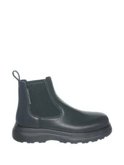 Armani Exchange Leather Ankle Boots In Black