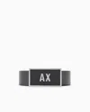 Armani Exchange Leather Belt Set With Two Prongs In Black