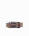 Armani Exchange Leather Belt With Logo In Beige