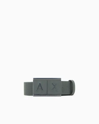 Armani Exchange Leather Belt With Rectangular Buckle In Orange