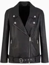 Armani Exchange Leather Biker Jacket In Black