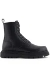 Armani Exchange Leather Boots In Black
