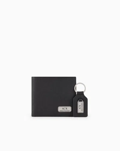 Armani Exchange Official Store Leather Gift Set In Black