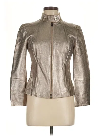 Pre-owned Armani Exchange Leather Jacket In Silver