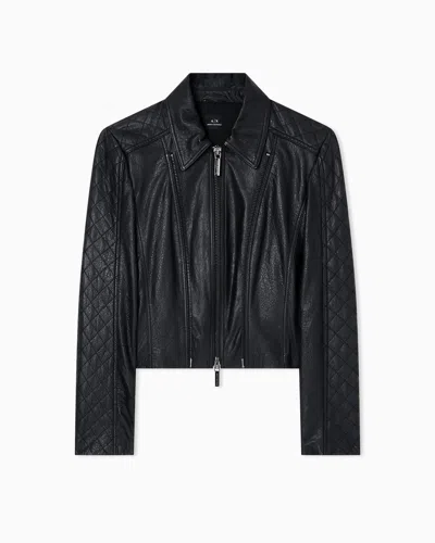 Armani Exchange Leather Jackets In Blue