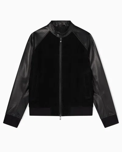 Armani Exchange Leather Jackets In Black