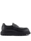 Armani Exchange Leather Loafers In Black
