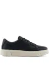 Armani Exchange Leather Sneakers In Black