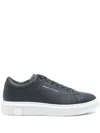 Armani Exchange Leather Sneakers In Black