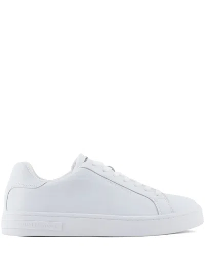Armani Exchange Leather Sneakers In White