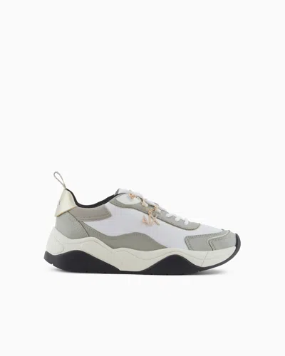 Armani Exchange Leather Sneakers With Logo Application In Grey