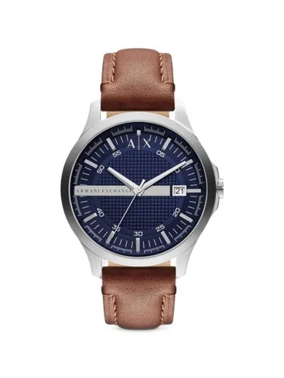 Armani Exchange Leather-strap 46mm Watch In Multi