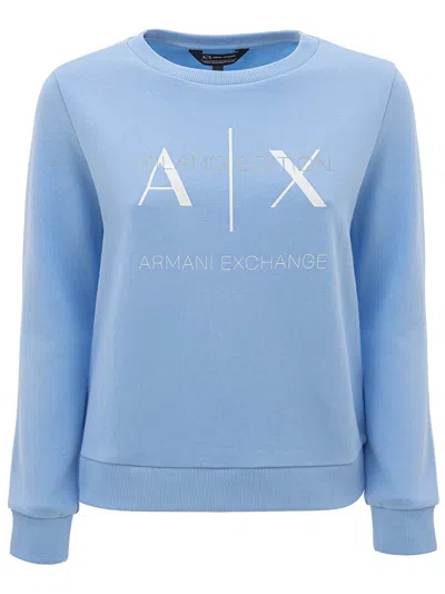 Armani Exchange Light Blue Sweatshirt With 'milano Edition' Logo