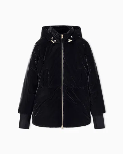 Armani Exchange Lightweight Blouson Jacket With Velvet Effect In Black