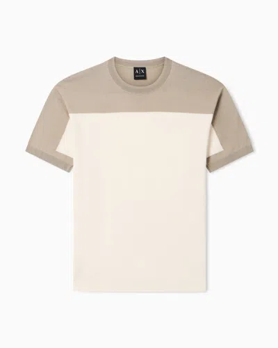 Armani Exchange Linen And Light Cotton Knit Top In Neutral