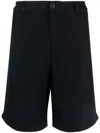 Armani Exchange Linen Bermuda Shorts In Blue