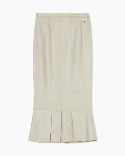 Armani Exchange Linen Twill Midi Skirt In White