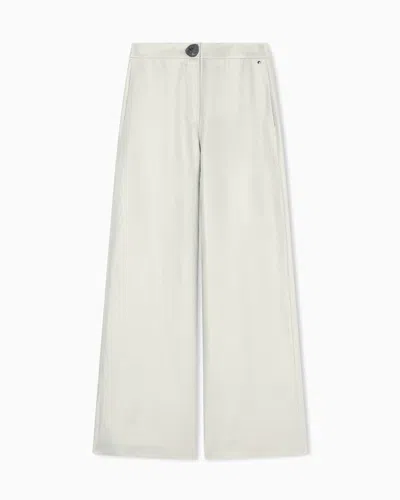 Armani Exchange Linen Twill Palazzo Trousers In Sand