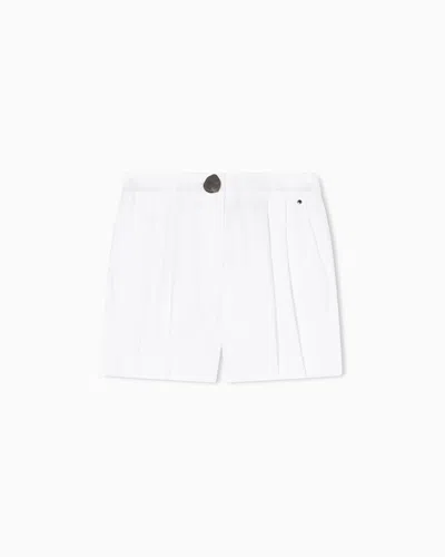 Armani Exchange Linen Twill Shorts In White