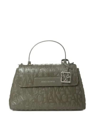 Armani Exchange Liz Logo-embossed Tote Bag In Green