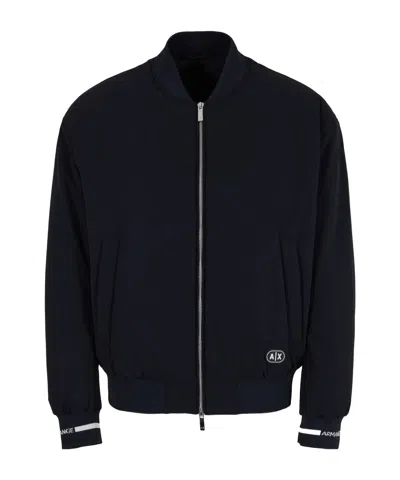 Armani Exchange Logo-appliqué Bomber Jacket In Black