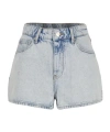 Armani Exchange Logo-appliqué Washed Denim Shorts In Gray