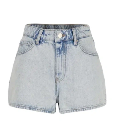 Armani Exchange Logo-appliqué Washed Denim Shorts In Gray
