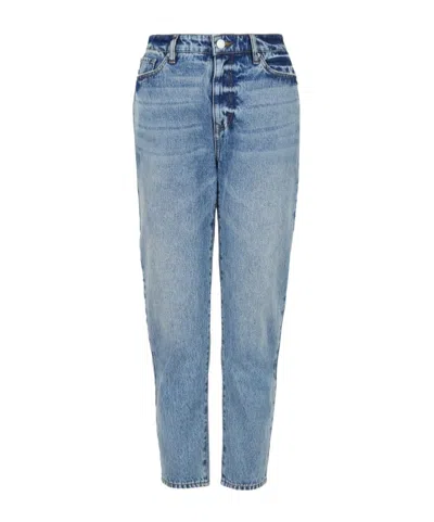 Armani Exchange Logo-appliqué Washed Tapered Jeans In Blue
