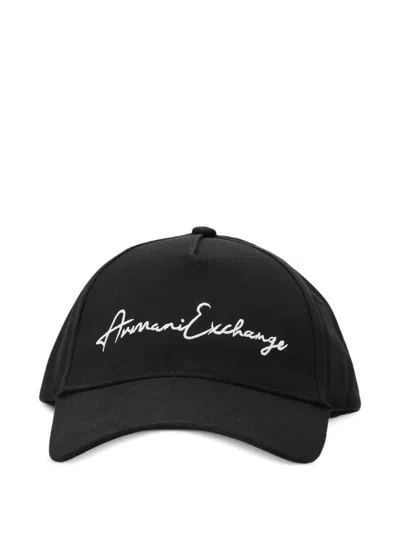 Armani Exchange Logo Baseball Cap In Black