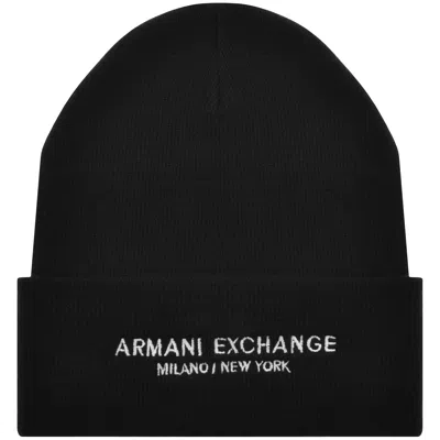 Armani Exchange Logo Beanie Black