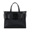 Armani Exchange Medium Tote Bag With Double Handles And Shoulder Strap In Black