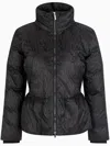 Armani Exchange Padded Coat With All Over Logo Print In Black