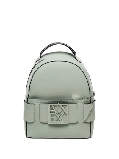 Armani Exchange Logo-buckle Backpack In Green