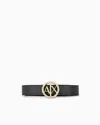 Armani Exchange Logo Buckle Belt In Black