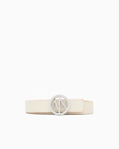 Armani Exchange Logo Buckle Belt In Neutral