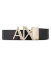 Armani Exchange Logo-buckle Leather Belt In Two-tone